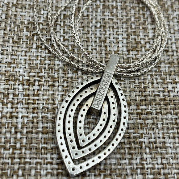 925 Italy Milor Multi-Strand Necklace w/ Layered Teardrop Pendant, 16-18" - Picture 11 of 16